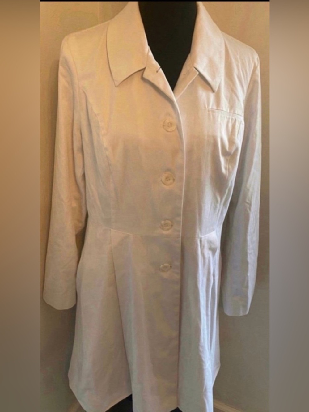 Women's White  Long Coat (Size L)